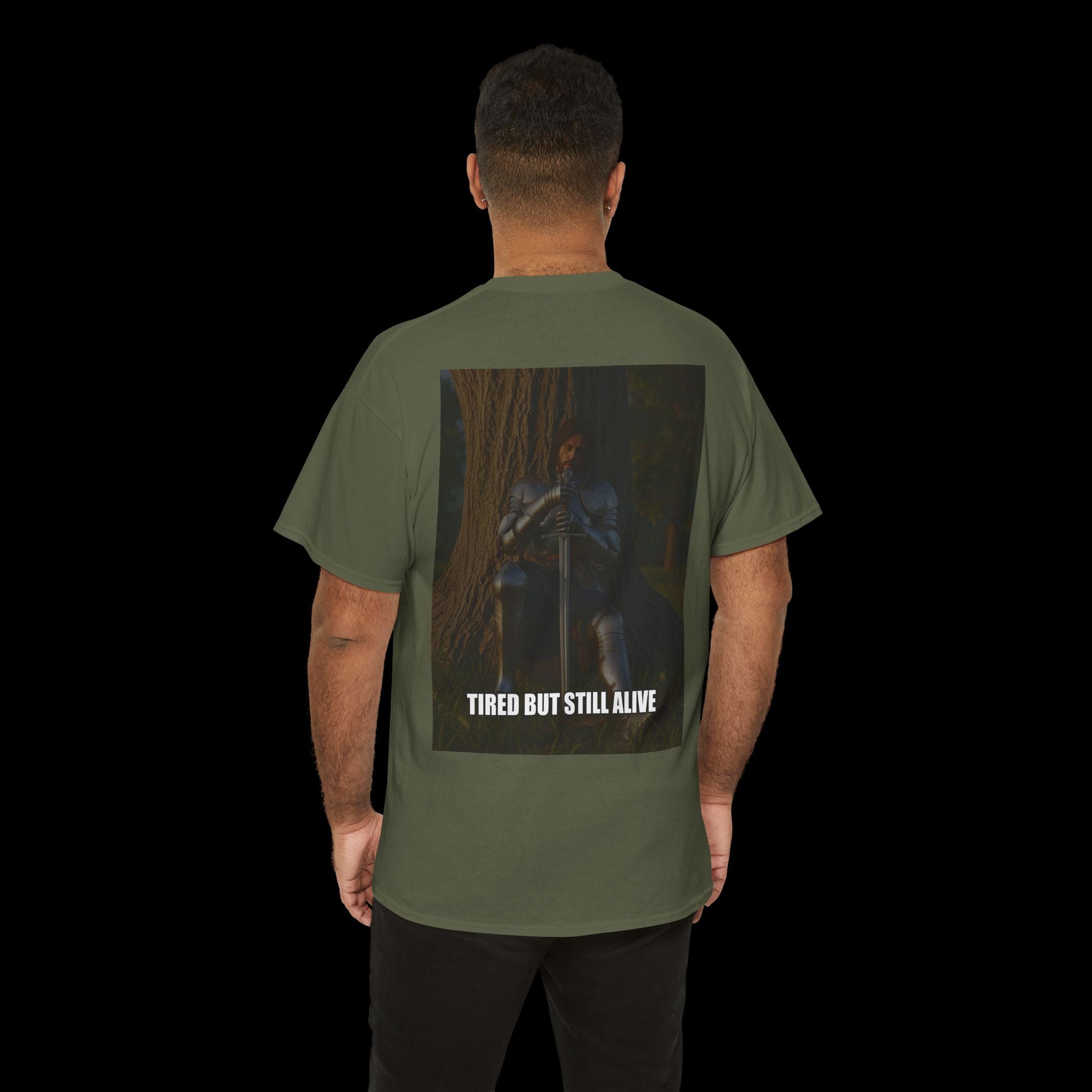 TIRED BUT STILL ALIVE Knight Graphic T-Shirt | Premium Cotton Statement Wear